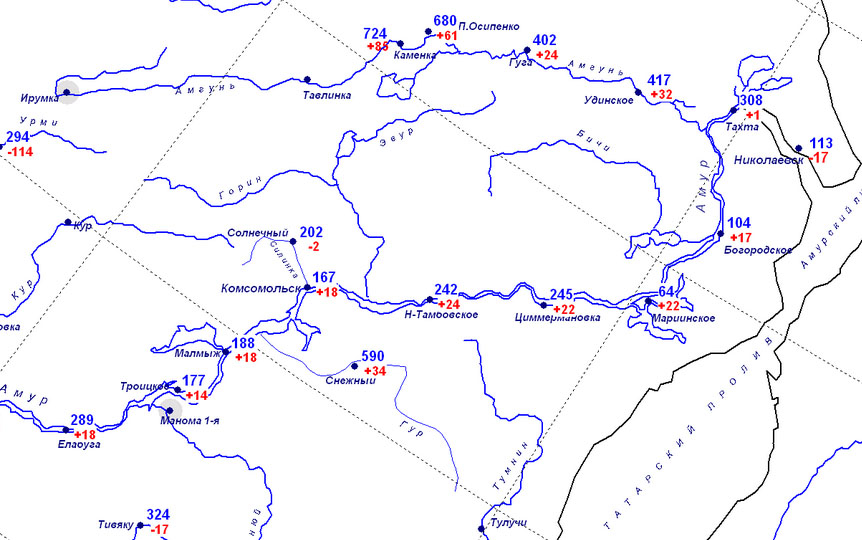 За сутки Амур у Комсомольска прибавил 18 сантиметров