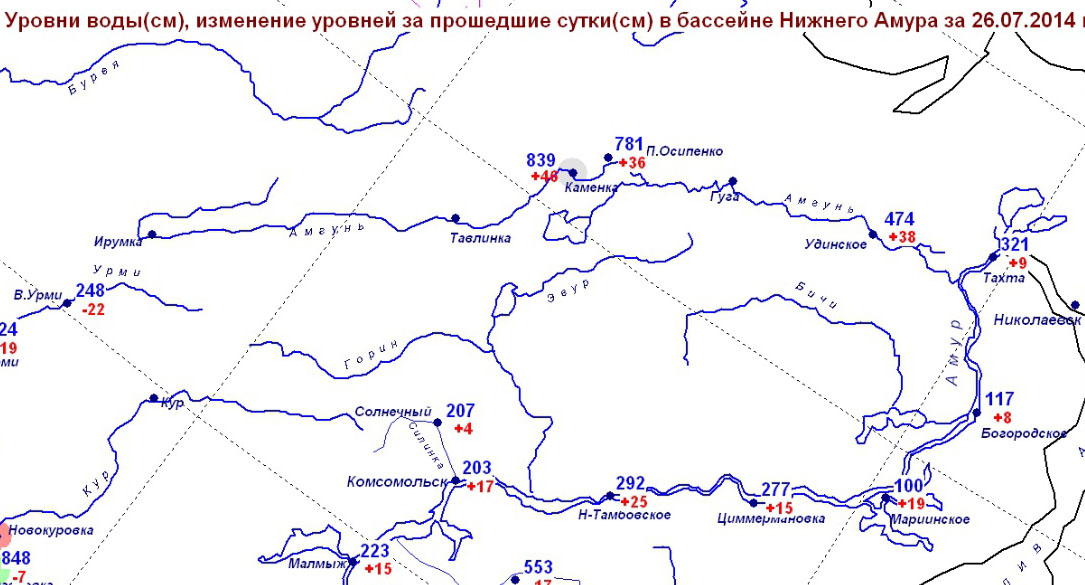 Уровень воды в Амуре у Комсомольска перевалил за два метра