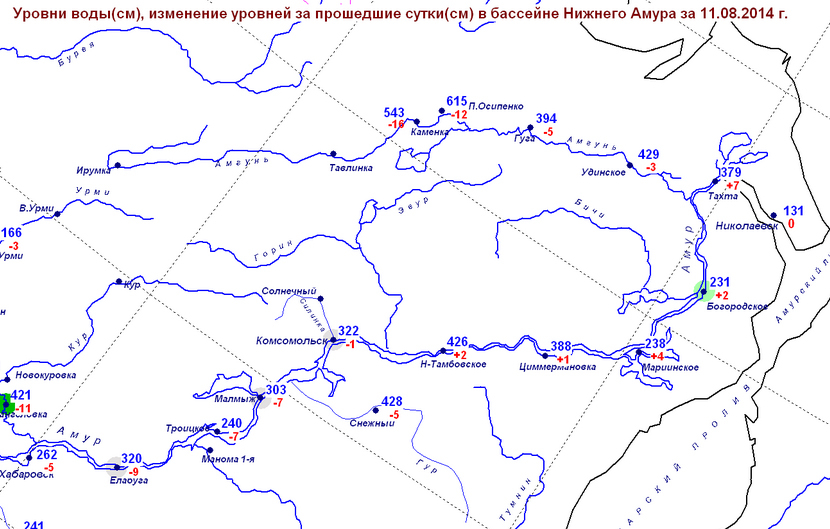 Уровень воды в Амуре у Комсомольска начал падать