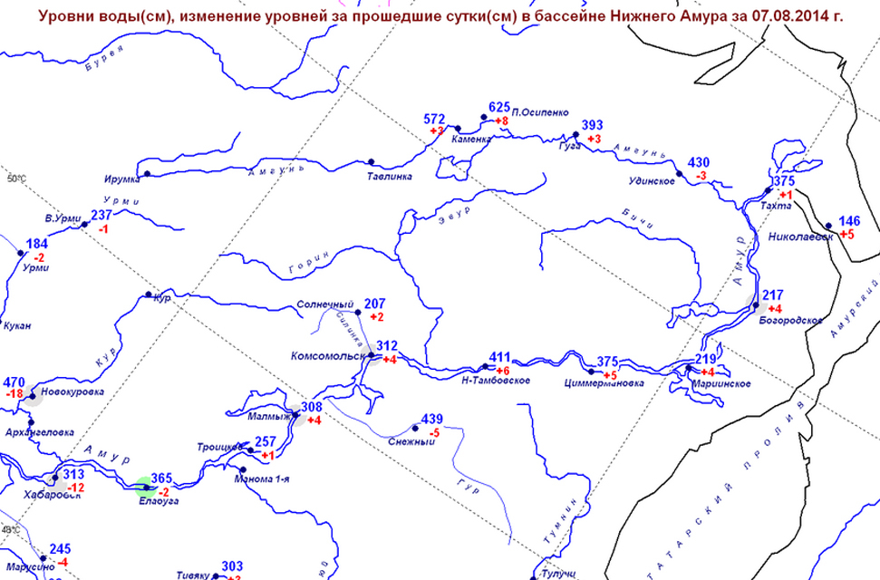 Уровень воды в Амуре у Комсомольска достиг отметки в 312 сантиметров