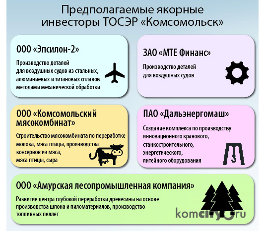 Определены 5 потенциальных якорных инвесторов будущей ТОСЭР «Комсомольск»