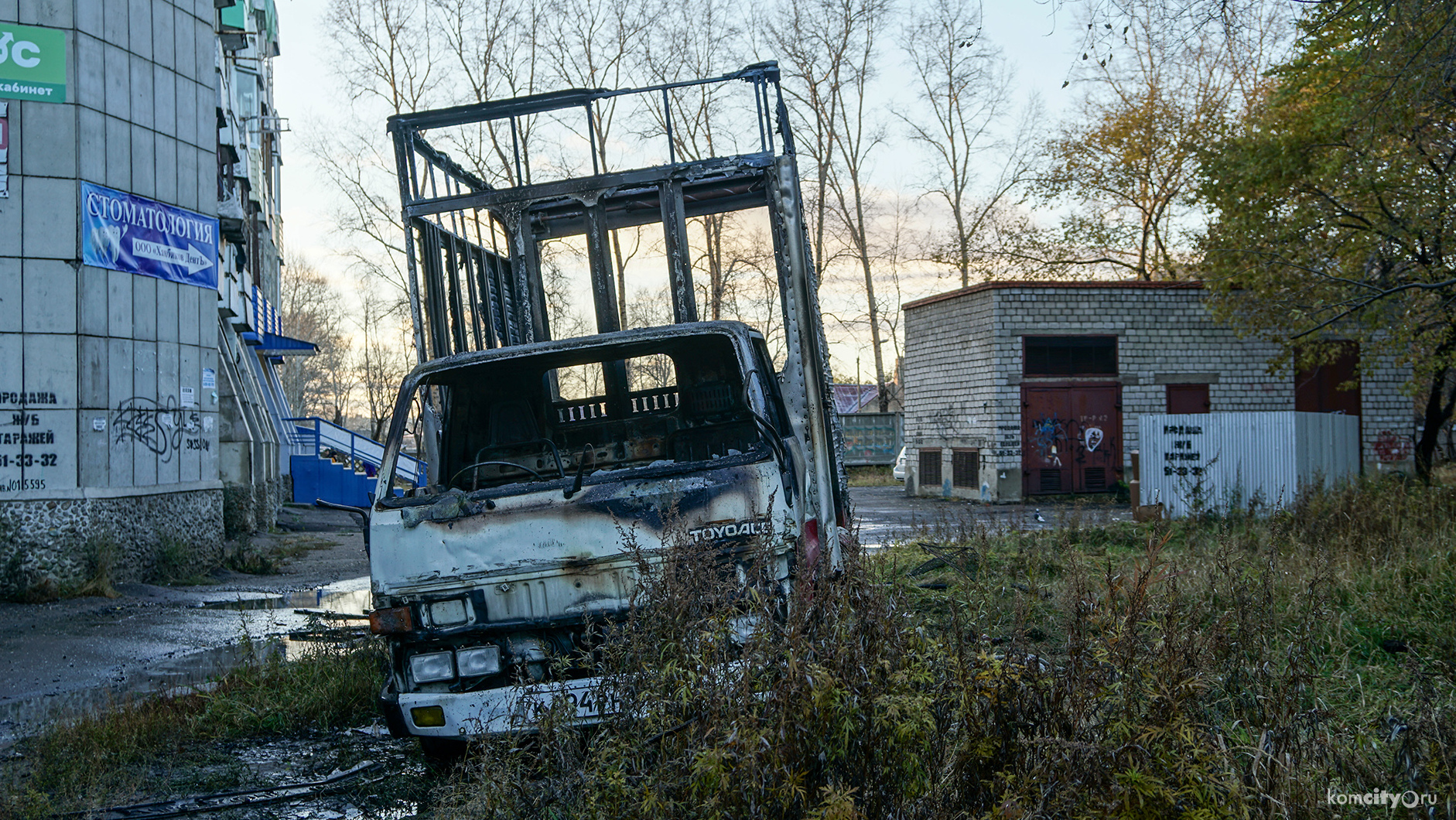 На Вокзальной дотла сгорел микрогрузовик