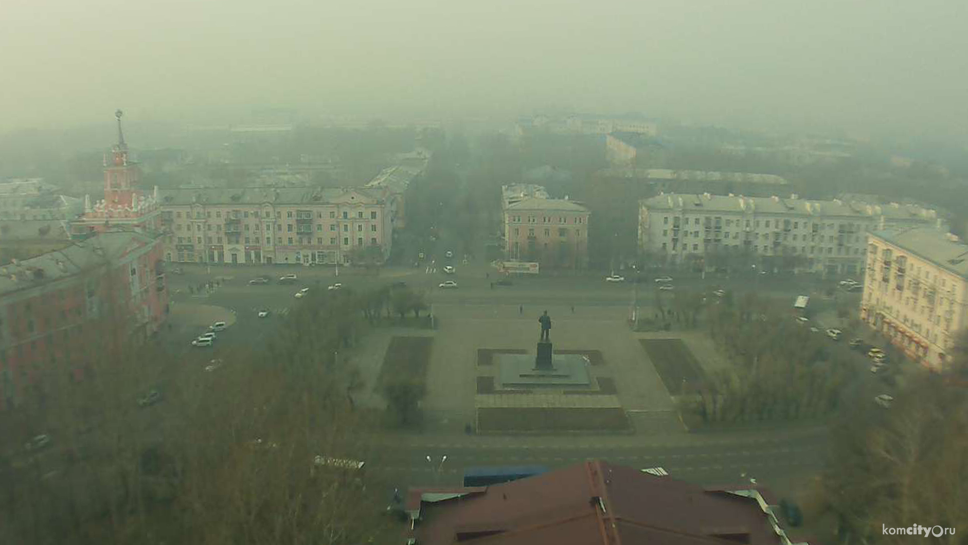 Комсомольск-на-Амуре накрыло дымом от травяных палов в Амурском районе