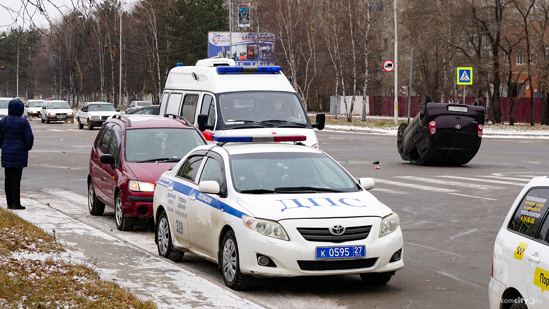 На перекрёстке Первостроителей — Вокзальная Витц перевернул Пассо