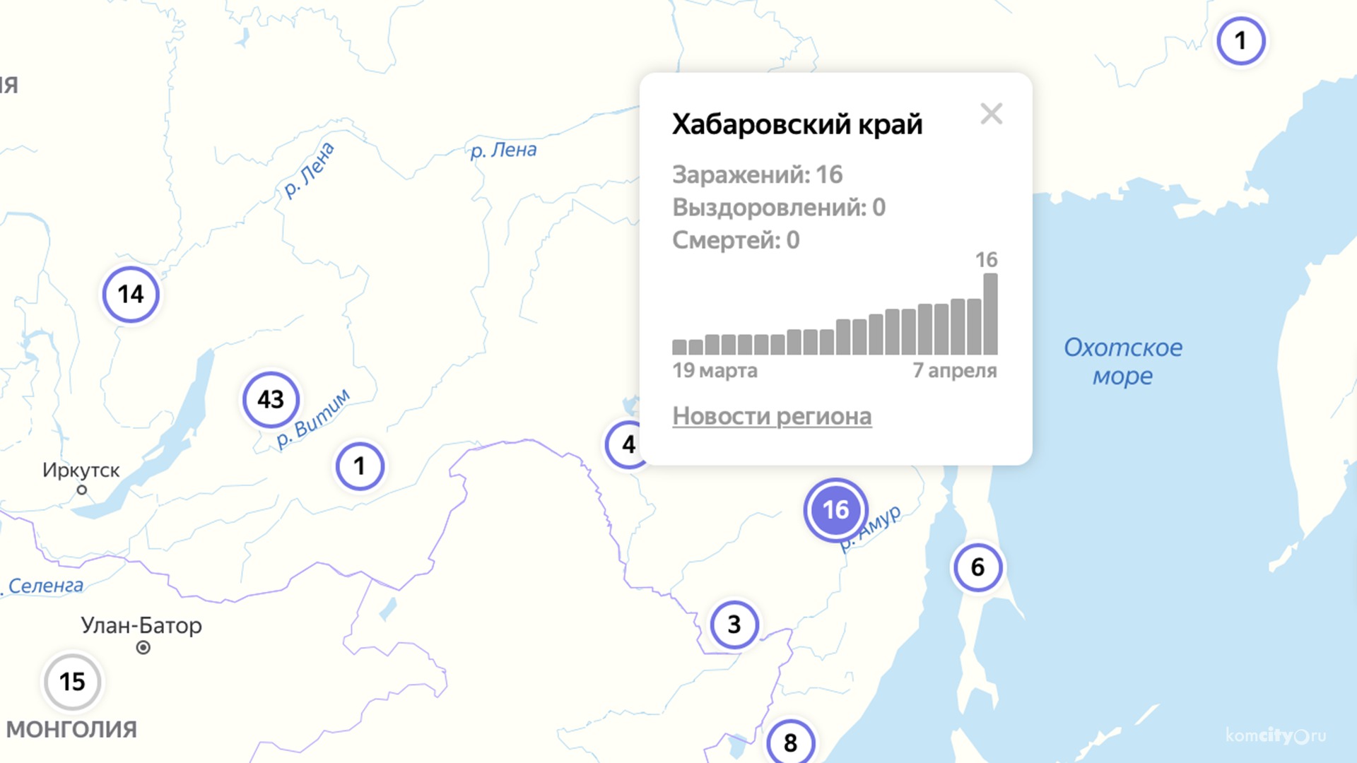 Сразу пять новых случаев коронавируса выявили за сутки в Хабаровском крае, итого 16 заболевших