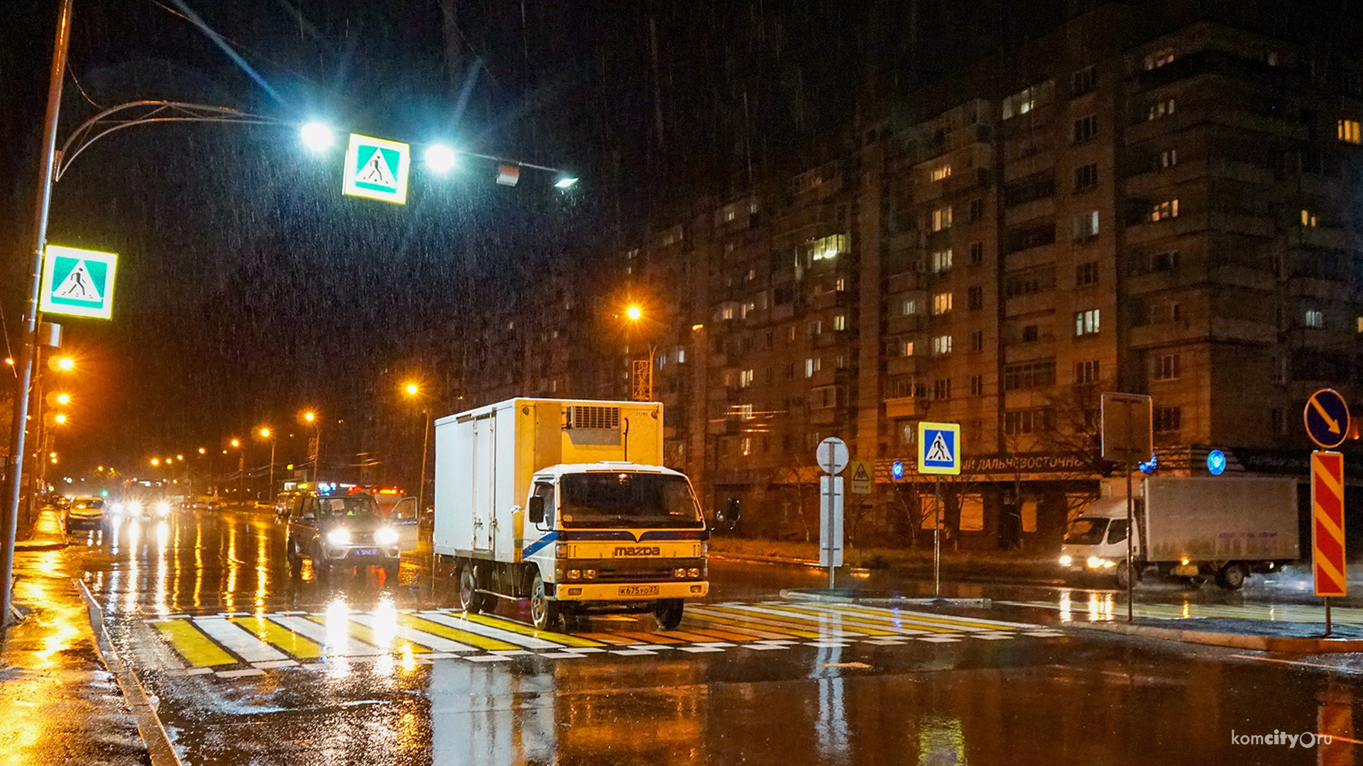 В Комсомольске станет больше освещённых пешеходных переходов