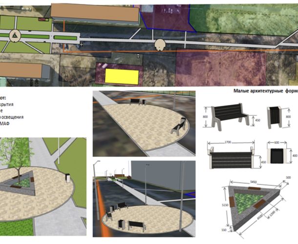 Скамейками, фонарями и парклетом облагородят территорию у сада 11 и школы 23 на Вокзальной